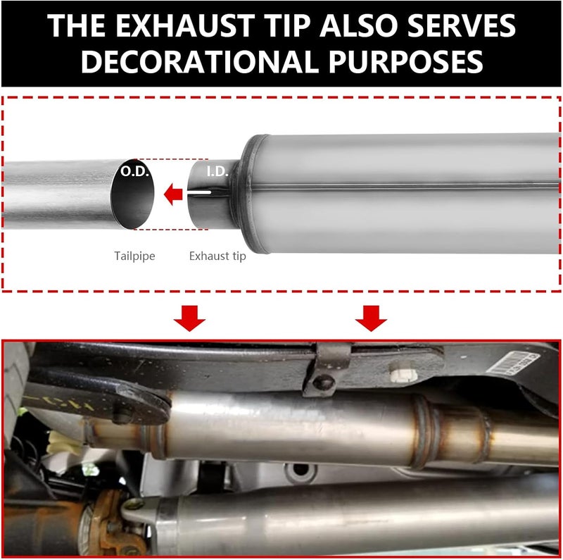 TECTRUC 4" Inlet Diesel Exhaust Muffler,4 Inch Inlet/Outlet Muffler Performance Straight Through Stainless Steel 30" Whole Length,Welded On Exhaust Tip - Image 4
